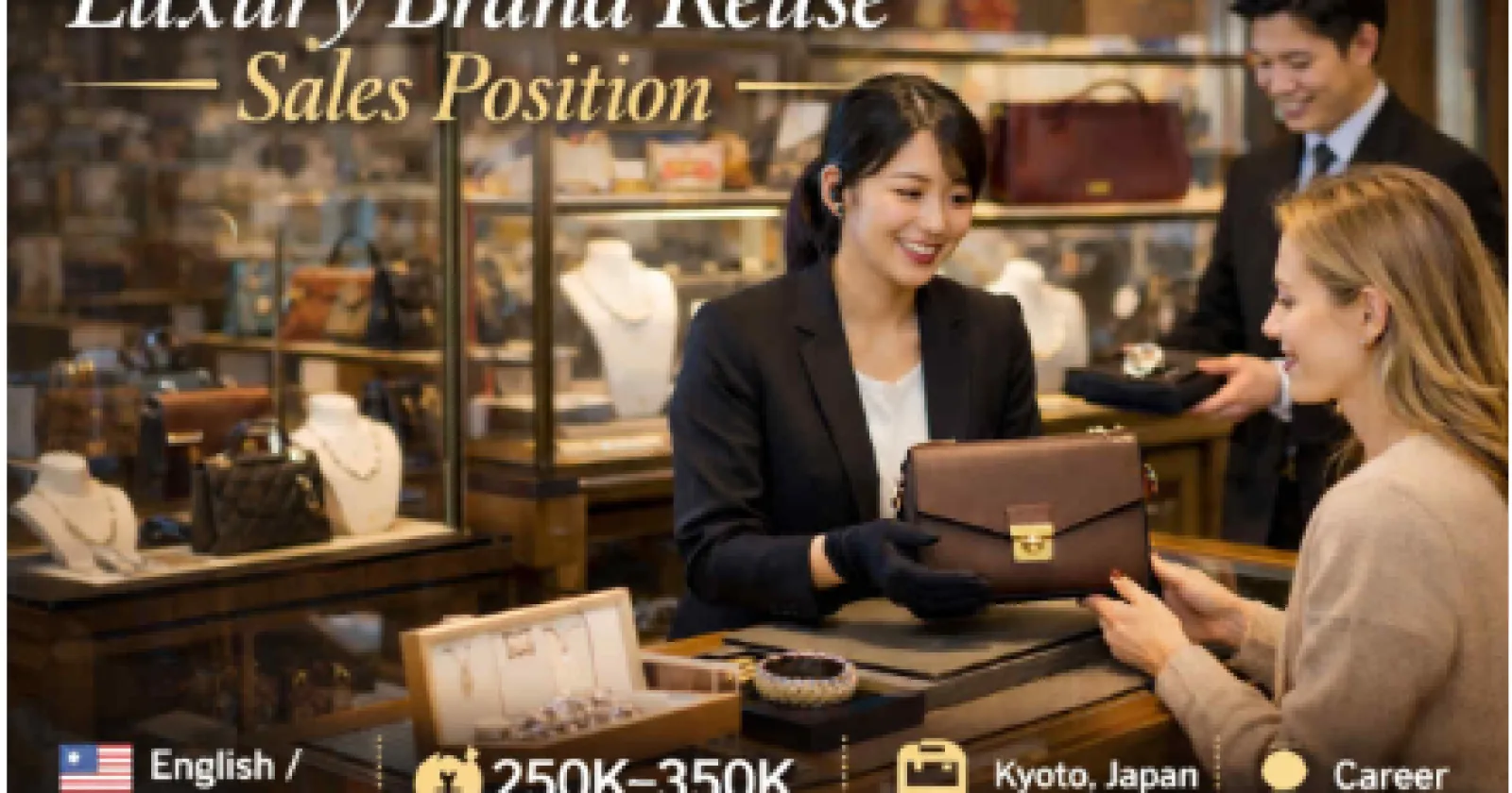 【月給25万円以上】京都の高級ブランドリユース店での接客販売